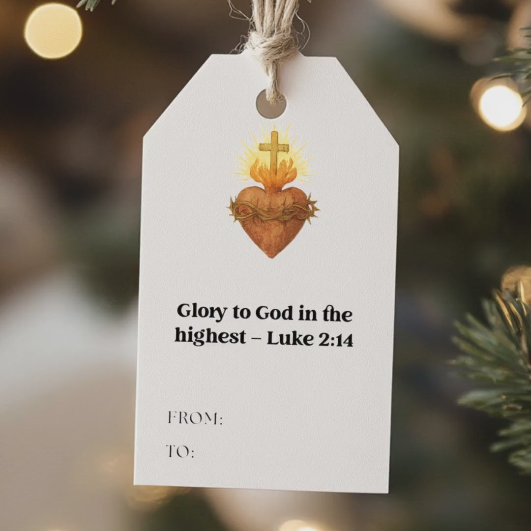 Printable Catholic Christmas Gift Tags, Vintage Holy Card Ephemera (Digital Download)