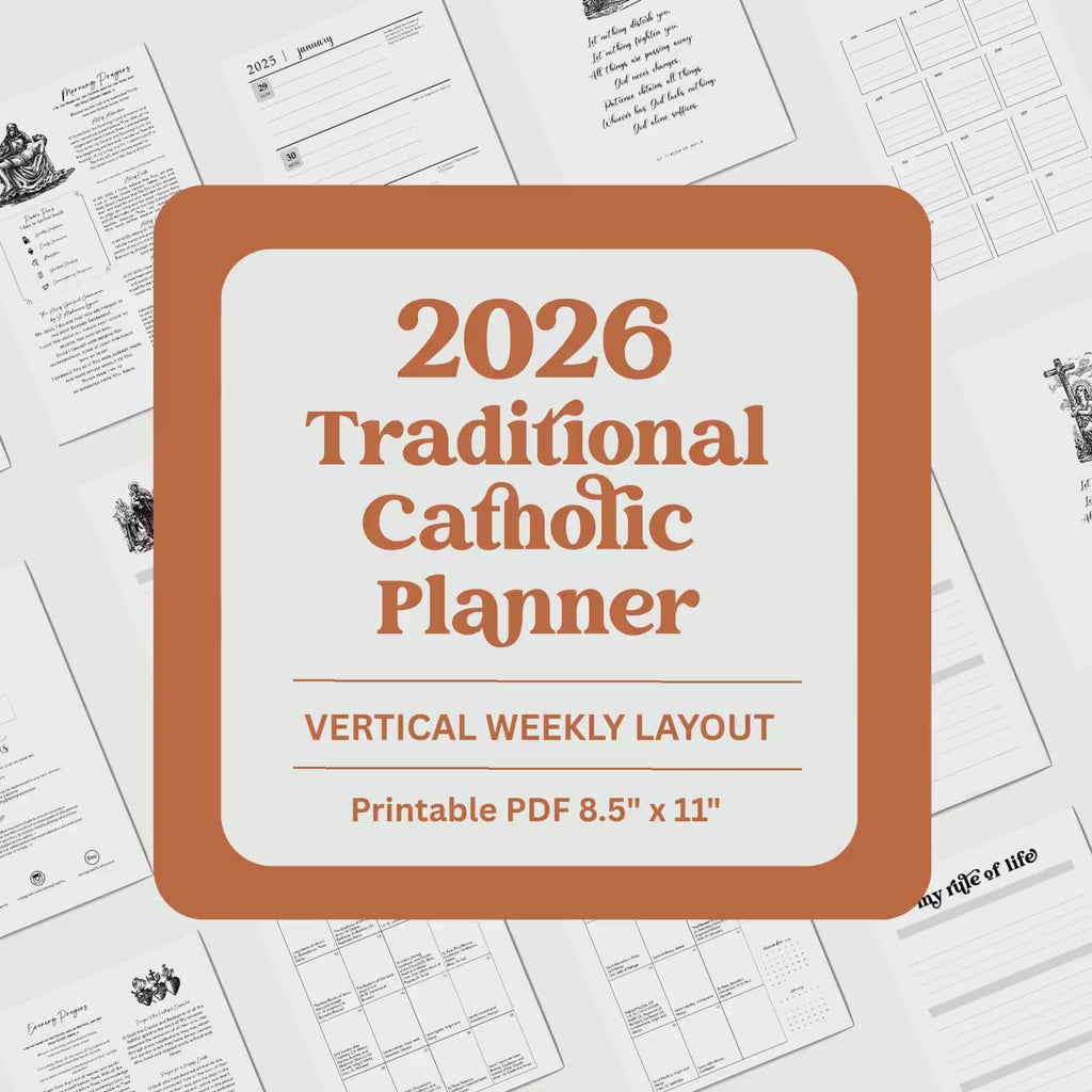 2026 Traditional Catholic Planner: Latin Mass Calendar, Vertical Layout (PDF Printable 8.5x11 Letter Size)