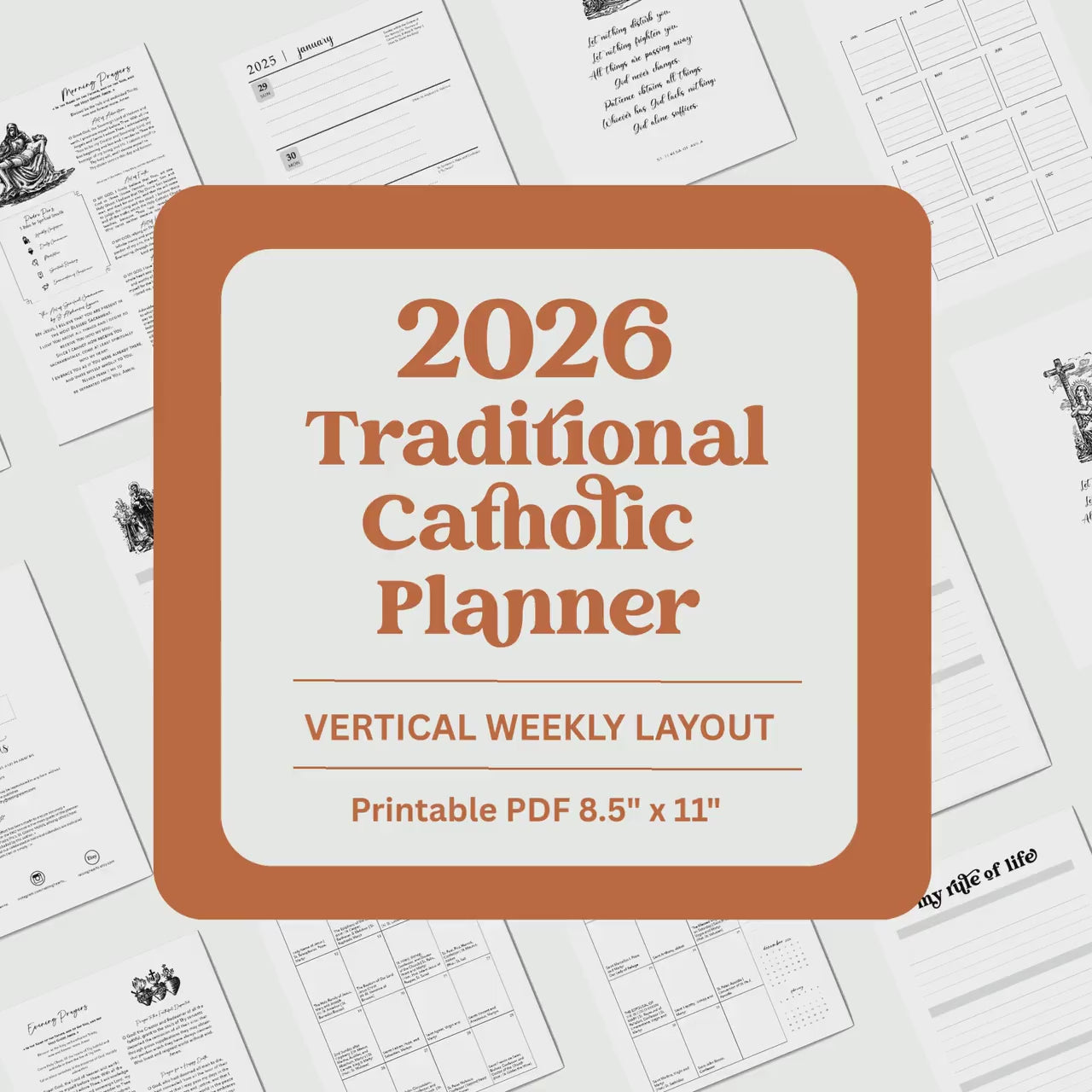 2026 Traditional Catholic Planner: Latin Mass Calendar, Vertical Layout (PDF Printable 8.5x11 Letter Size)