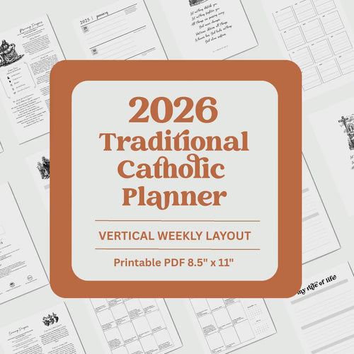 2026 Traditional Catholic Planner: Latin Mass Calendar, Vertical Layout (PDF Printable 8.5x11 Letter Size)