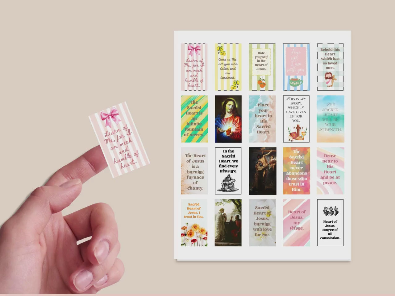 Sacred Heart Catholic Sticker Sheet – 20 Planner Stickers (8.5” x 11”)
