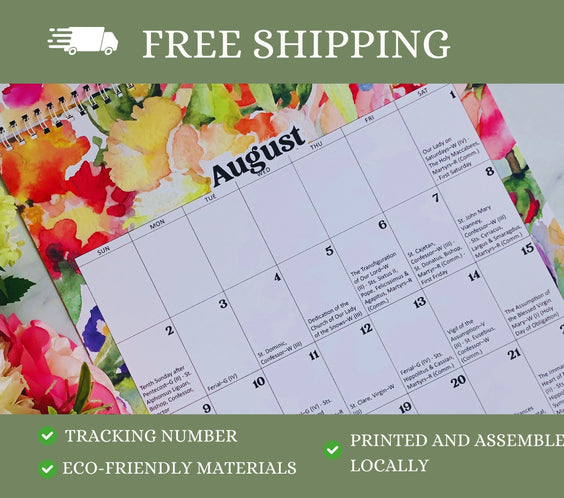 2026 Traditional Catholic Wall Calendar | 1962 Latin Missal | Floral Design (FREE SHIPPING)